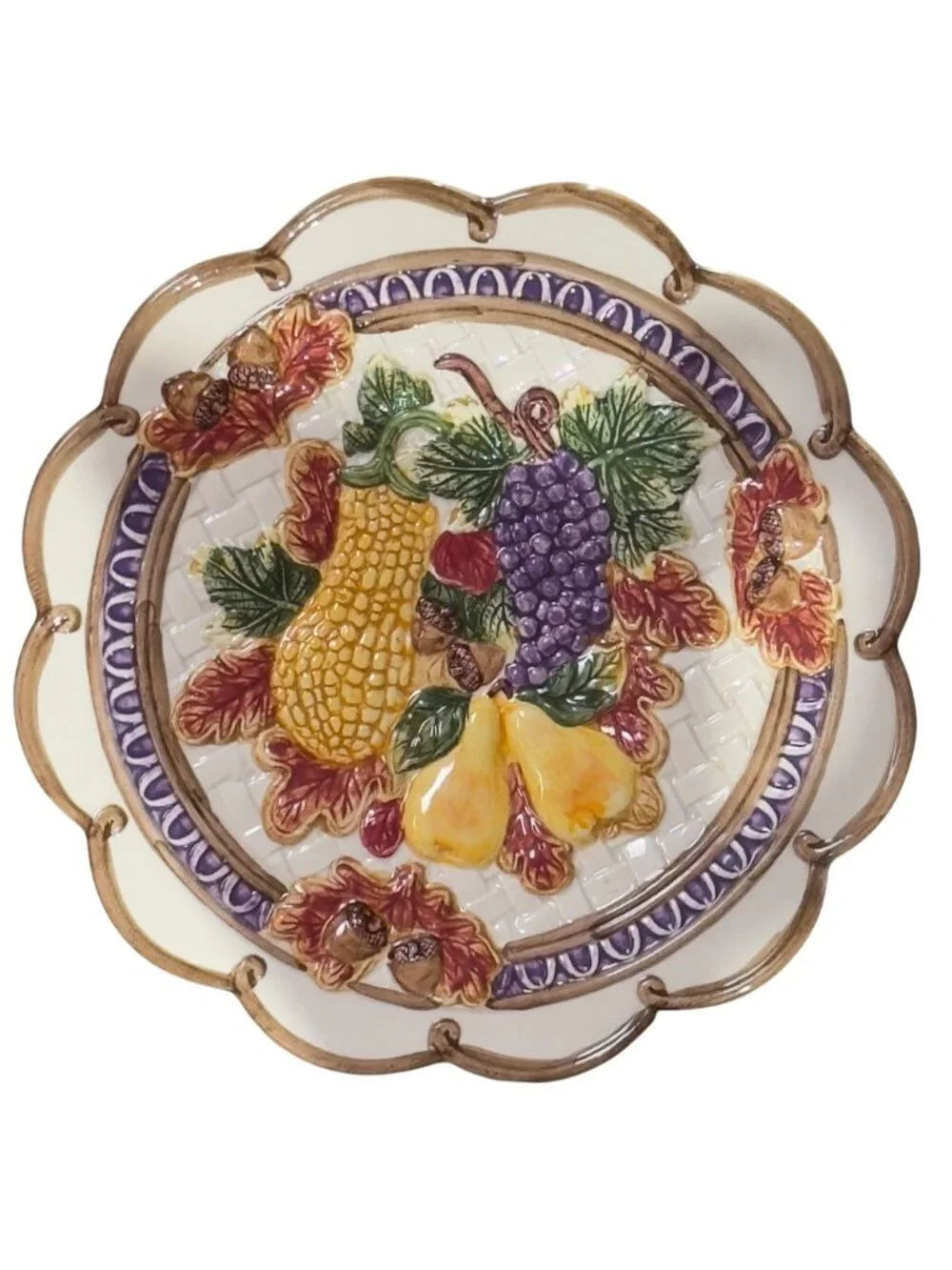 Fitz & Floyd Omnibus 1995 Fruit & Vegetable Ceramic Plate Set & Pitcher